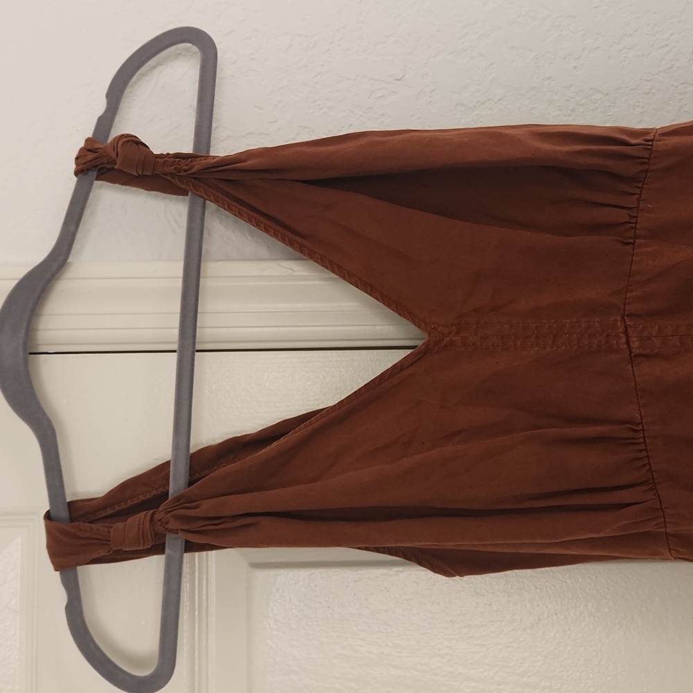 Zara Brown Linen Retro Inspired Dress. Sz Small - Picture 3 of 9